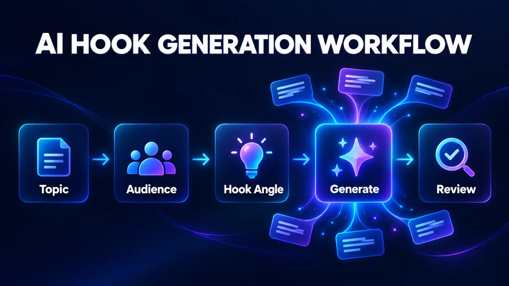 AI social media hook generation workflow from topic to multiple opening ideas